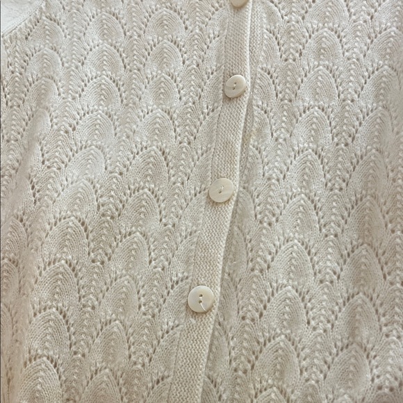 Mainbocker Cream Cashmere Knit Women's Cardigan Sz L - Picture 3 of 4